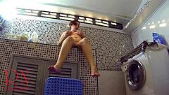 regina noir, nudist maid, masturbates in laundry naked 😍