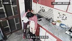 maid and owner caught on cctv sucking and fucking bent over in the kitchen, amateurs at play! 😈🍑