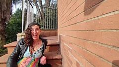 krizia tzunami is giving a blowjob and getting assfucked outdoor. she squirts big and gets a cumshot