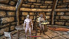 Hilarious tit-fucking session with a muscular man and a blonde