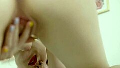 Solo brunette teen using fingers in 4k.