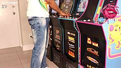 Petite Ebony Teen Sucks And Swallows Cum While Gaming