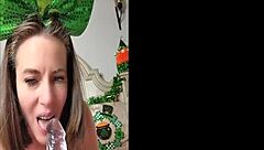 Amateur milf enjoys solo play on St. Patrick's Day