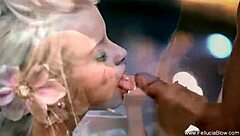 Blonde beauty gives passionate poolside handjob and swallows cumshot!