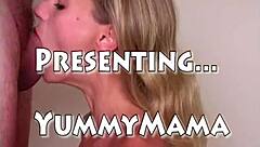 Blonde housewife deepthroats husband