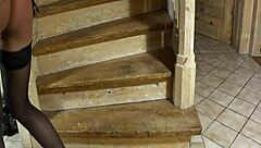 Spank that red ass harder on the stairs!