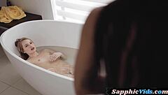 i'm bathin with my lesbain freind, we licked puss then scissored in the bathtube