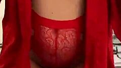 Petite Teen 18+ In Red Lingerie Masturbates