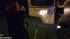 je drague et baise avec un routier sur un parking au bord dune autoroute