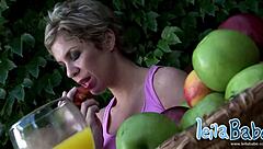 leila babe striptease showing her medium tits and pussy in limousine