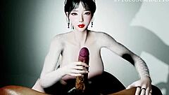 3D Anime Beauty Gives Intense Oral Action