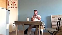 Naked Waitress Teases Guest In Restaurant