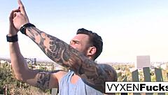 Vyxen Steel says, 'Cum on my huge tits!'