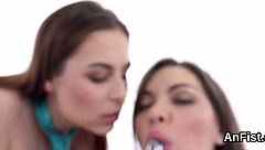Spicy lesbo bombshells are fisting spread snatches and anals