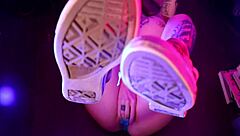 I love my slut's footjob in sneakers