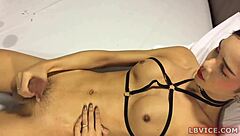 Ladyboy Maew Feels Emotional While Jerking Off For The Camera