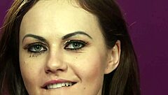 Pretty eurobabe receives facial cumshot on her face