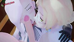 Jaune Fucks Glynda And Winter With Titty Fuck, Handjob, Creampie, And Facial In Hentai Group!