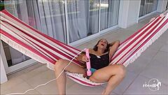 Teen girl gets off with a Hitachi in homemade video