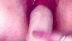 she fingers her tight pussy while i fill it with gigantic dildo!