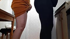 two housekeepers masturbate in kitchen, reaching orgasm