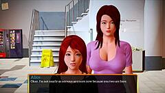 Erotic hentai game features redhead with small tits in family scenario