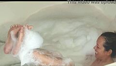 Watch me blow bubbles with this monster cock, she says teasingly