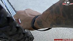 Blonde Teen 18+ Picked Up by Tattooed Lesbian for Intense Dildo Play