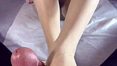 My friend's sister makes me cums with her pantyhose feets, oh god!
