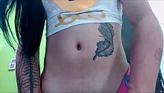 Transsexual babe in pink undies masturbating on cam 😏