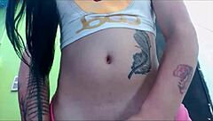 Transsexual babe in pink undies masturbating on cam 😏