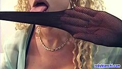 donna denrico masturbates with big tits in pantyhose