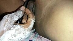 Teen 18+ cleans pubic hair with dirty hindi voice