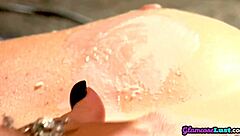 Glamcore lesbian pours hot wax over girlfriend before oral.