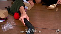 Lesbian slumber party with selena vega, min galilea, and cindy luna trying new toys