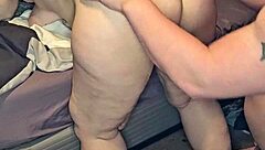 Boldly devouring her ass and pussy from behind, causing gaping and intense pleasure