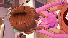 Girl Bouncing Legs in Pink Hoodie for Taboo Doggystyle Action