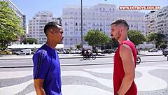 Hey, these young Cariocas are hanging out with the Russian tourist in a fun way