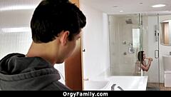 stepsister cums hard on stepro's deep thrust.