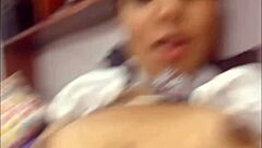 Latina Shemale Blows Load All Over Herself