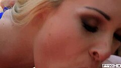 Horny blonde victoria summers takes two huge cocks down her deep throat