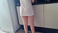 Naughty blonde teases with panties. What's she hiding?