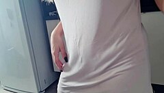 Naughty blonde teases with panties. What's she hiding?