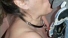 Slave gets cumshot after blowjob and bdsm.