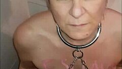 Slave gets cumshot after blowjob and bdsm.