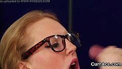 Unusual Centerfold Receives Cumshot Facial Eating Jizm