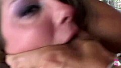Brunette moans uncontrollably during whipped threesome with anal and dp.