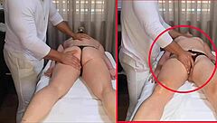 Hidden camera catches masseur boldly touching blonde's pussy in real video