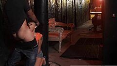 teen gives blowjob at party with bondage and hairy beaver