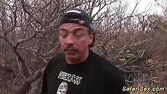 skinny african babe explores outdoor nature